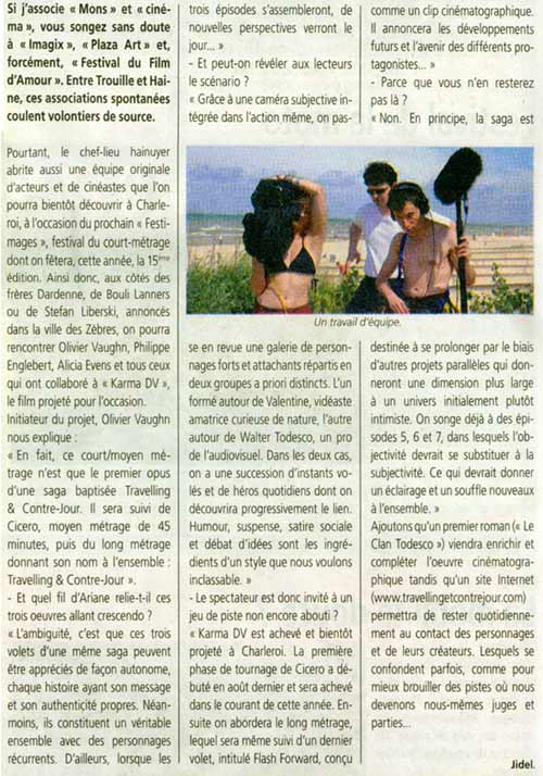 L'quipe de tournage de Travelling et Contre-Jour  Angelica Petteno